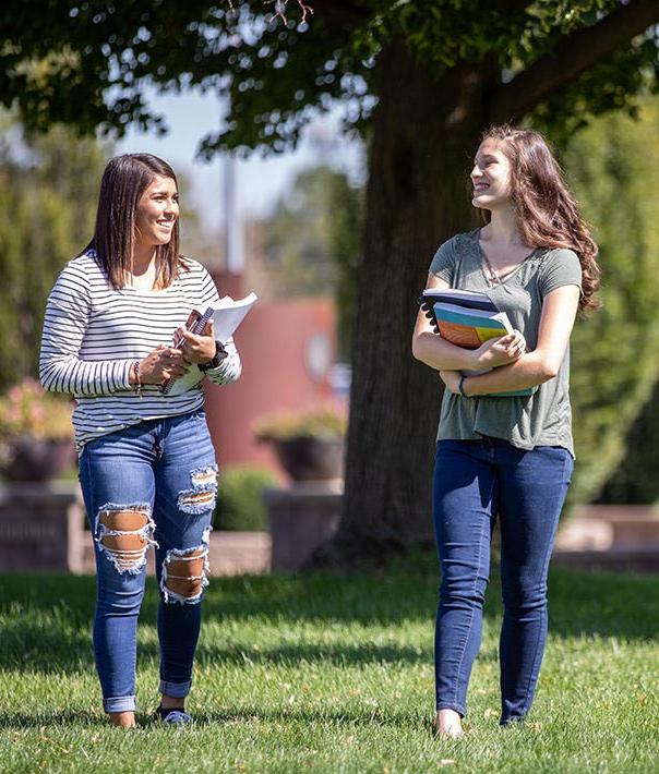 Two female students outside 